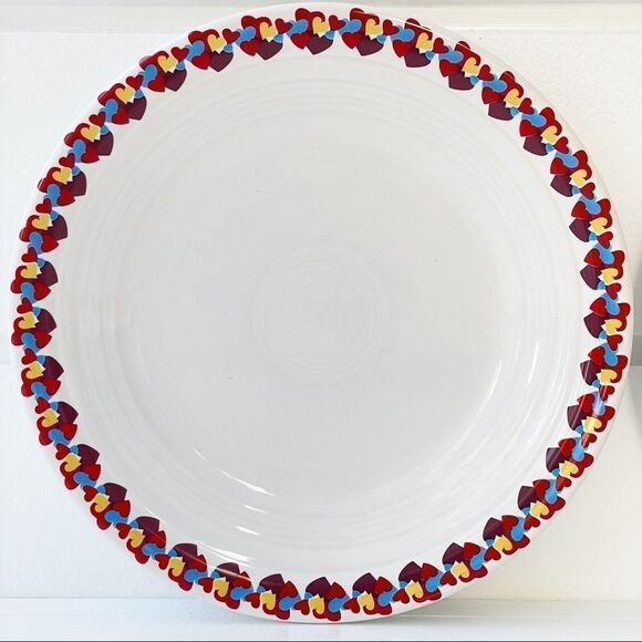 Fiesta Lot of 2 RARE Cinnabar Carson’s Valentine Heart Border 9” Luncheon Plates - Picture 2 of 8